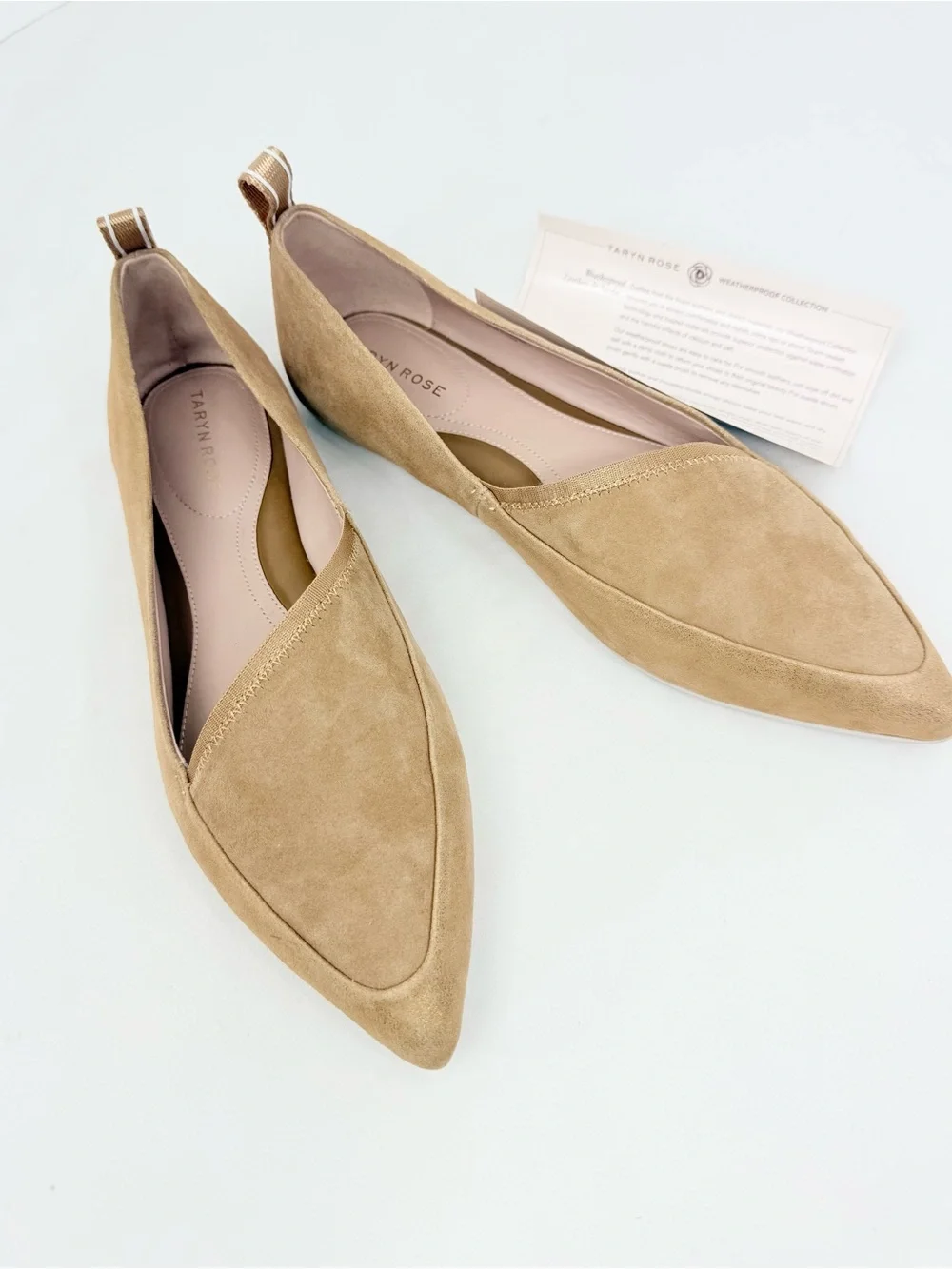 Taryn Rose FELICITY Brown Glitter Suede Pointed Toe D'Orsay Slip On Ballet Flats